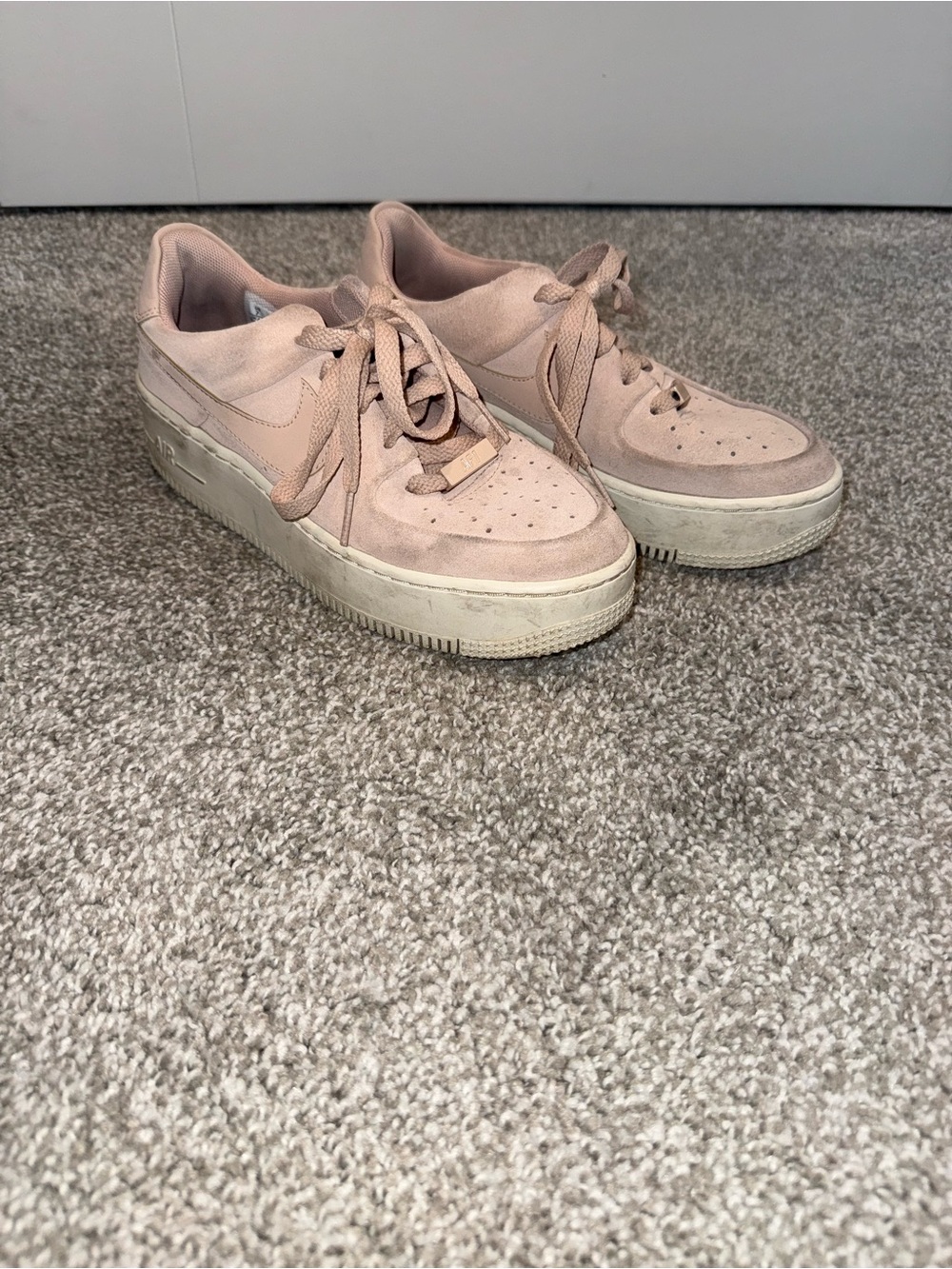 Nike Air Force 1 Women's Pink Suede Platform Sneakers
